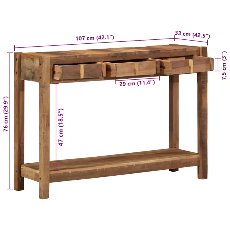 Konsolinis stalas Ruda 107 x 33 x 76 cm Kietas atkurtas medis