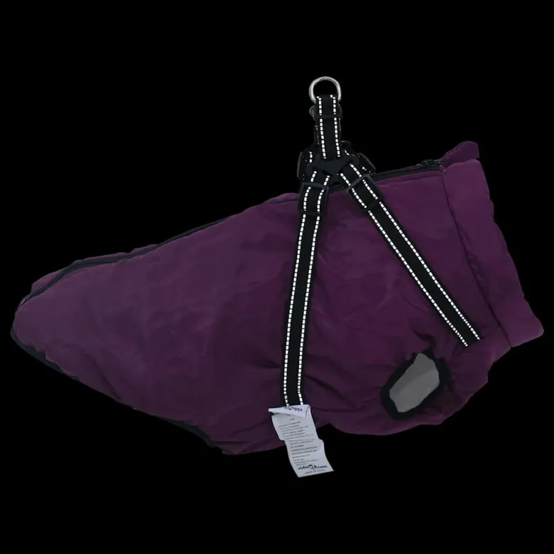 Šunų kailis su diržais, atsparus vandeniui, violetinis, L52