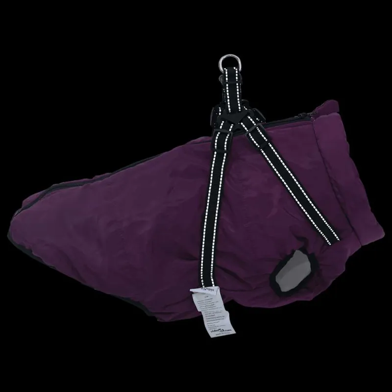 Šunų kailis su diržais, atsparus vandeniui, violetinis, L44