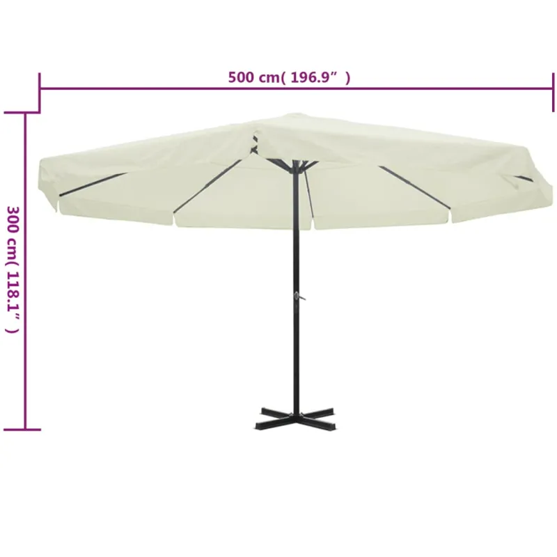 Skėtis nuo saulės, baltos spalvos, 500cm, aliuminis