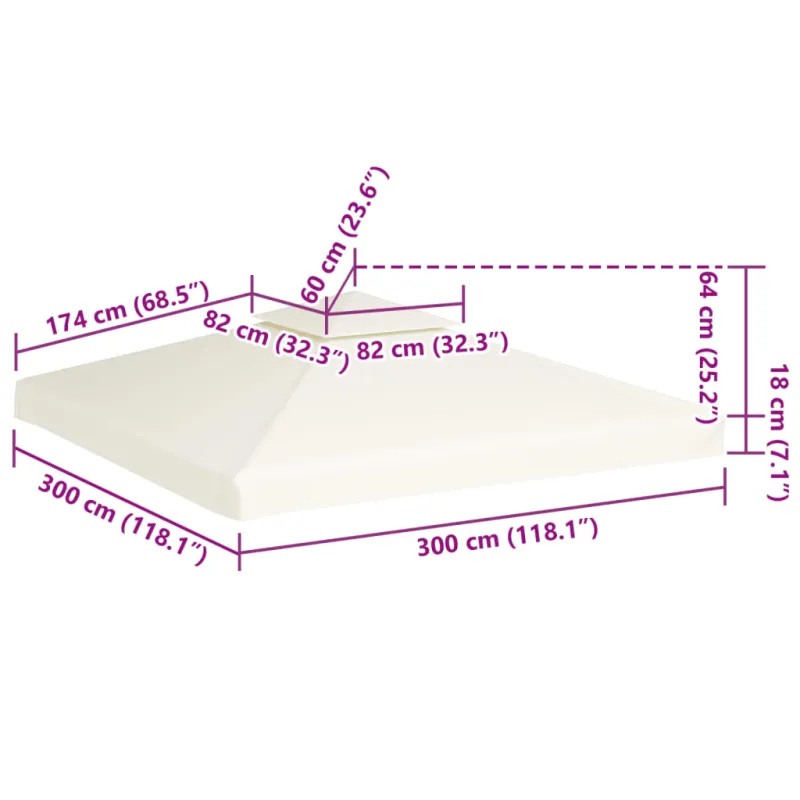 Atsarginis pavėsinės uždangalas, 310g/m², kreminė balta, 3x3m