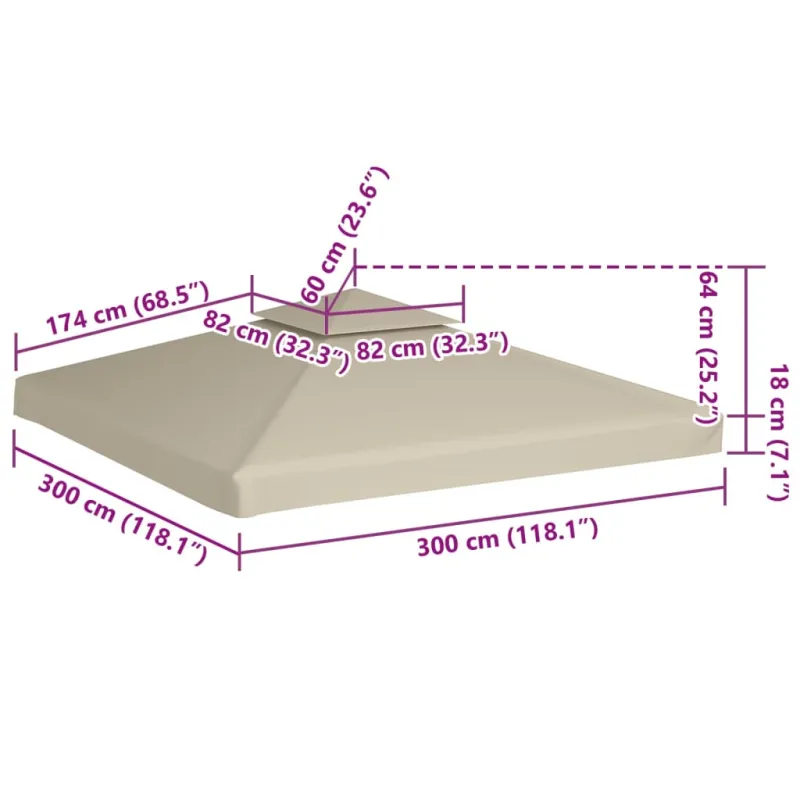 Pakait. pavėsinės uždangalas, 310g/m², žalios sp., 3x3m