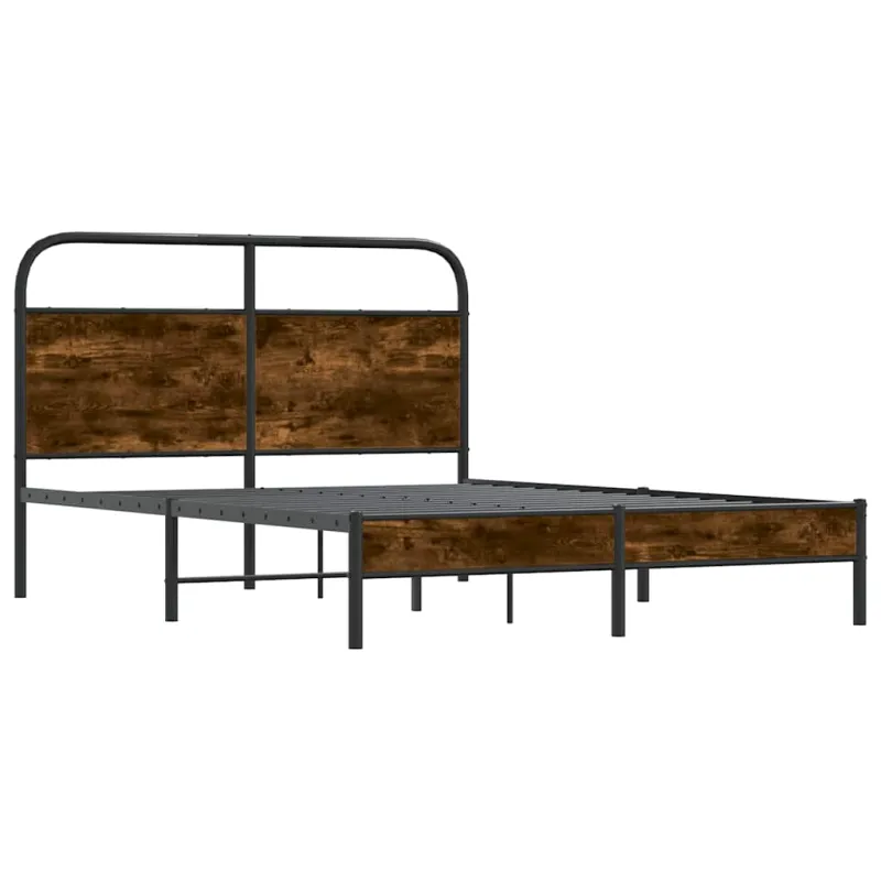 Lovos rėmas be čiužinio, dūminio ąžuolo, 135x190 cm, mediena
