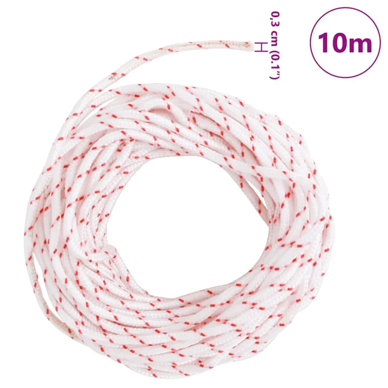 Pull Starter Cord Balta ir Raudona Ø3 mm 10 m Nailonas