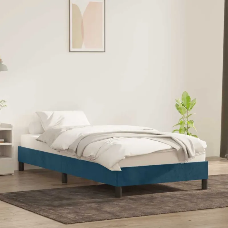 Lovos rėmas be čiužinio Tamsiai mėlynas 80x210 cm aksomas