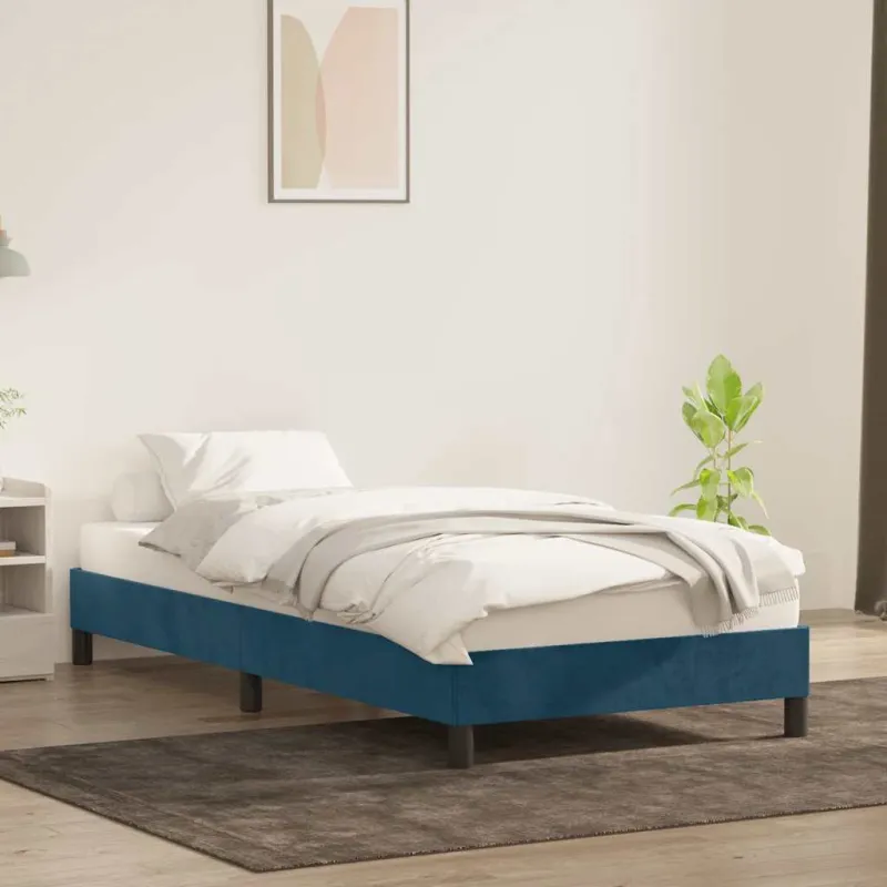 Lovos rėmas be čiužinio Tamsiai mėlynas 100x210 cm aksomas