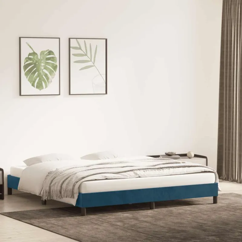 Lovos rėmas be čiužinio Tamsiai mėlynas 200x210 cm aksomas