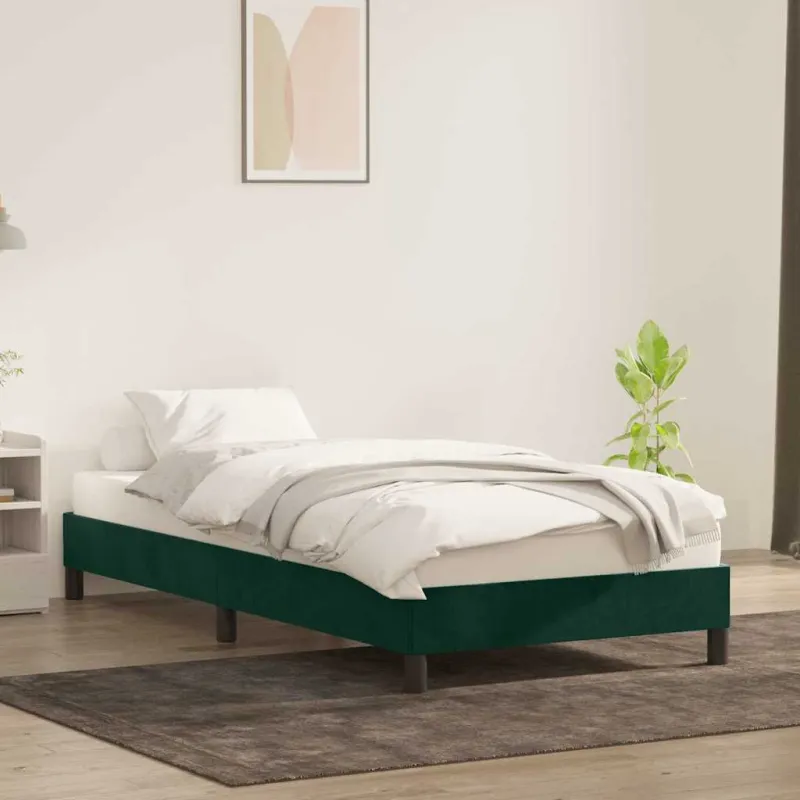 Lovos rėmas be čiužinio Tamsiai žalias 90x220 cm aksomas