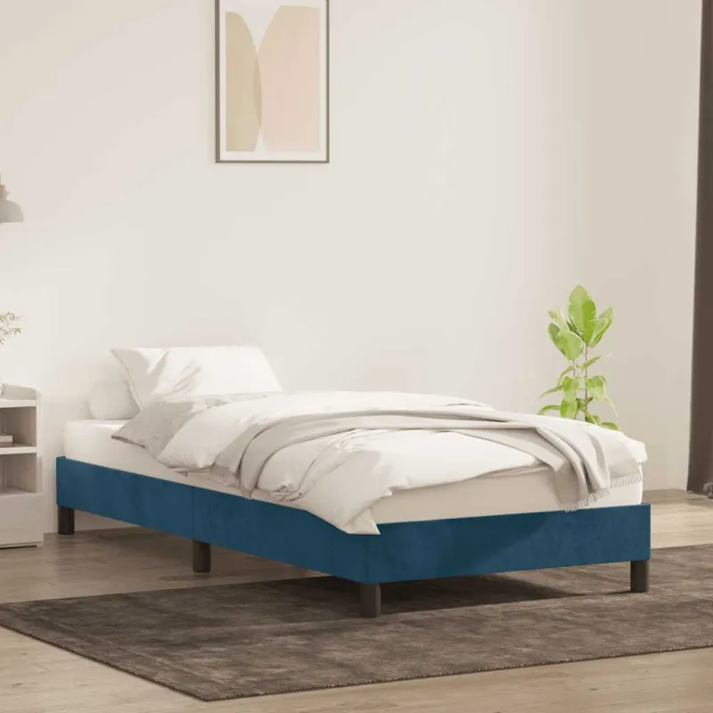 Lovos rėmas be čiužinio Tamsiai mėlynas 90x220 cm aksomas