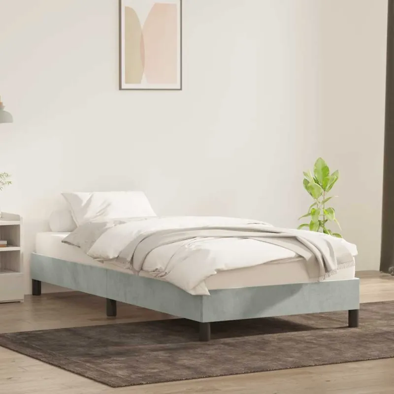 Lovos rėmas be čiužinio Šviesiai pilkas 100x220 cm aksomas