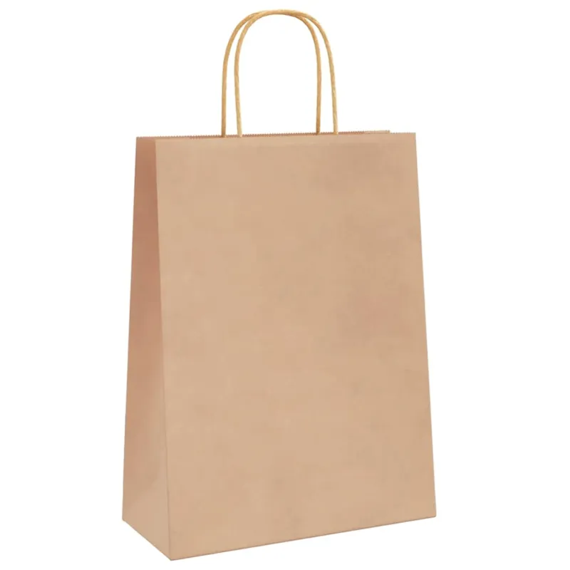 Popieriniai maišeliai 250vnt., su rankenomis, rudos, 26x12x35cm