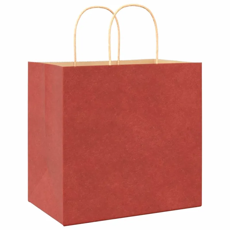 Popieriniai maišeliai 250vnt. su rankenomis raudonos 26x17x25cm