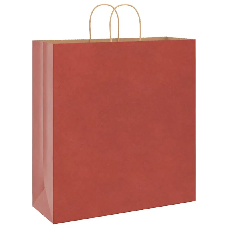 Popieriniai maišeliai 250vnt. su rankenomis raudonos 45x17x48cm