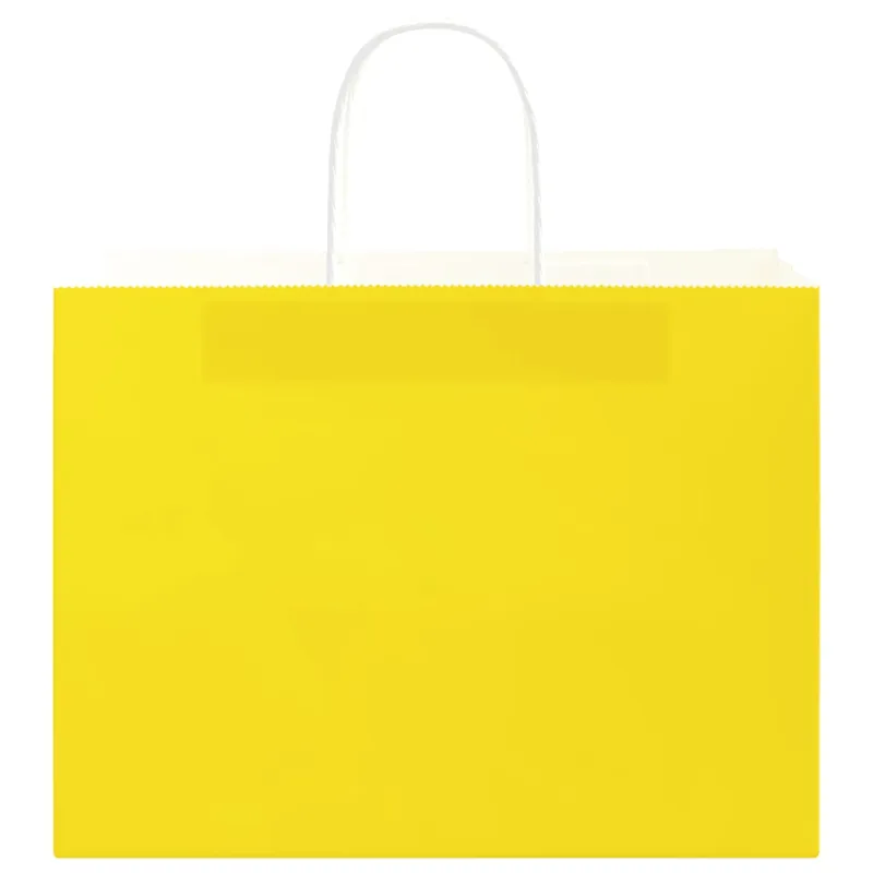 Popieriniai maišeliai 50vnt. su rankenomis, geltonos 32x17x25cm