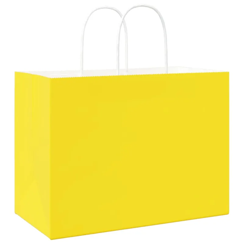 Popieriniai maišeliai 50vnt. su rankenomis, geltonos 32x17x25cm