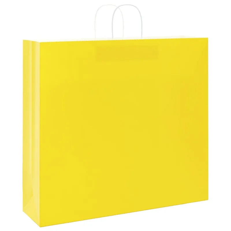 Popieriniai maišeliai 50vnt. su rankenomis, geltonos 54x15x49cm