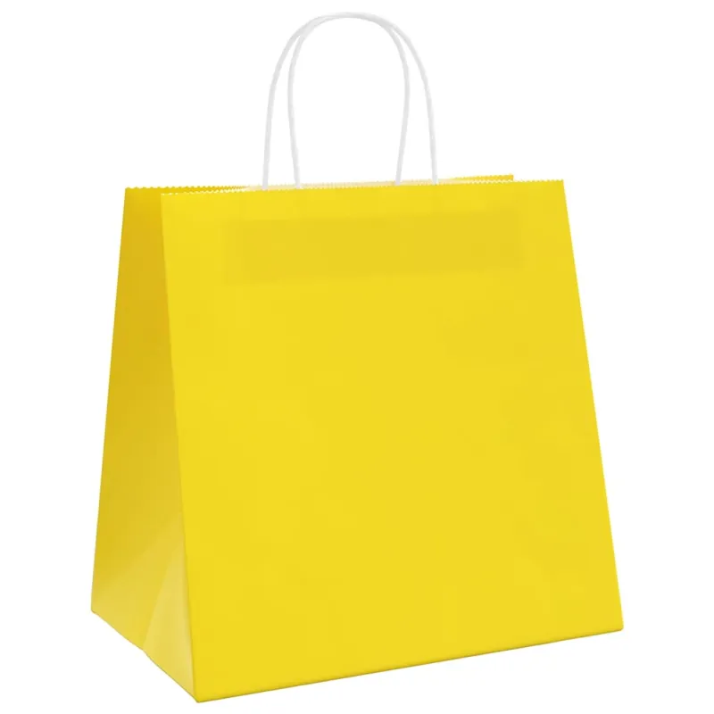 Popieriniai maišeliai 250vnt. su rankenomis geltonos 26x17x25cm