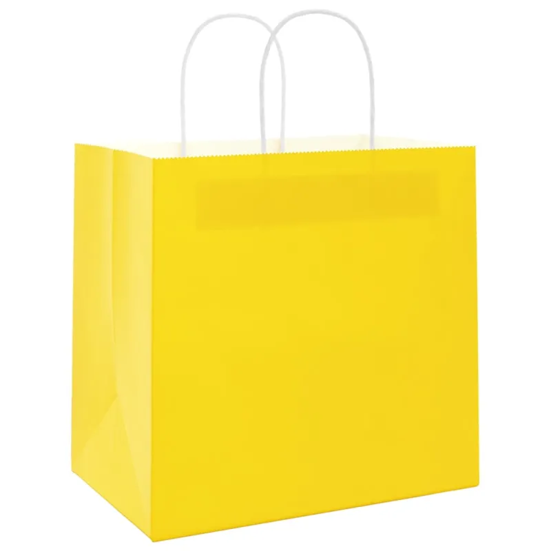 Popieriniai maišeliai 250vnt. su rankenomis geltonos 26x17x25cm
