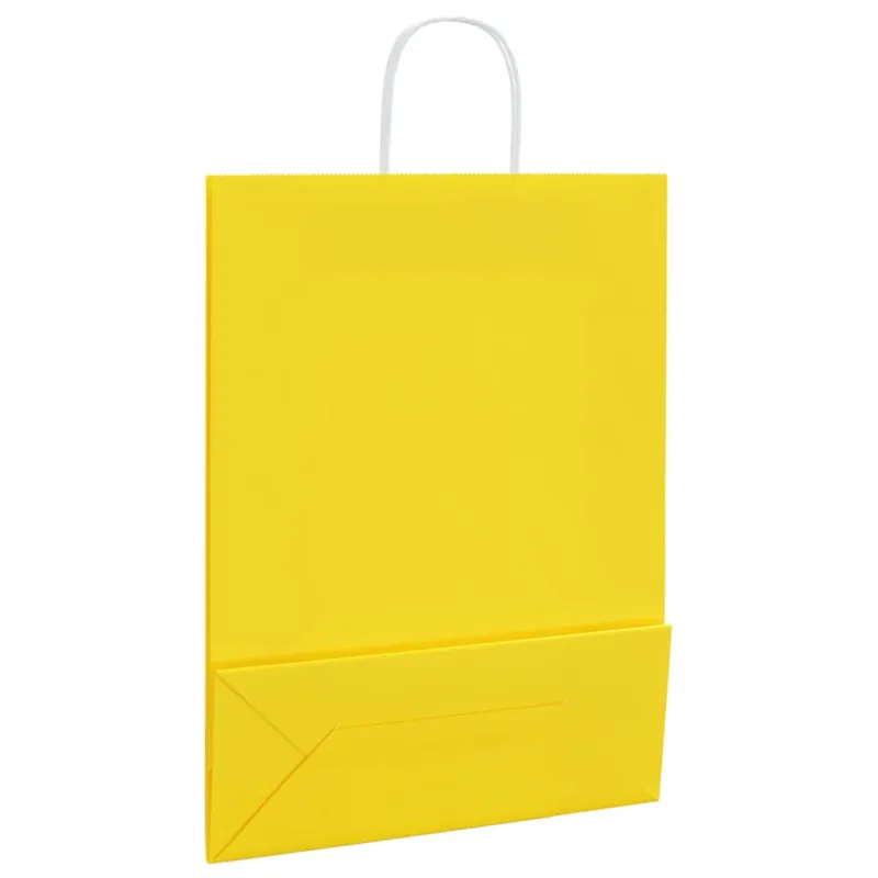 Popieriniai maišeliai 250vnt. su rankenomis geltonos 32x12x42cm
