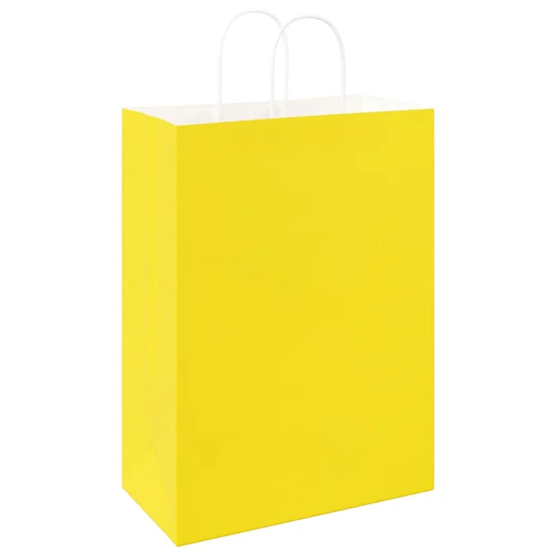 Popieriniai maišeliai 250vnt. su rankenomis geltonos 32x17x44cm