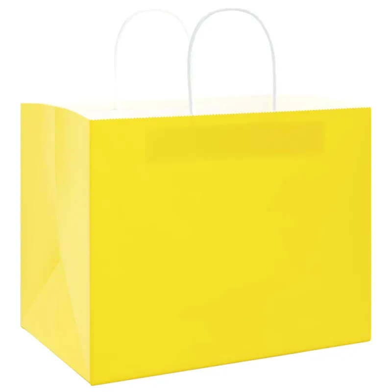 Popieriniai maišeliai 250vnt. su rankenomis geltonos 32x22x24cm