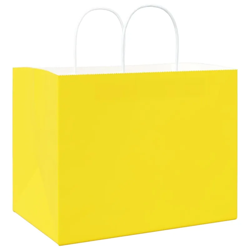 Popieriniai maišeliai 250vnt. su rankenomis geltonos 32x22x24cm