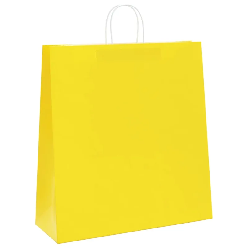 Popieriniai maišeliai 250vnt. su rankenomis geltonos 45x17x48cm
