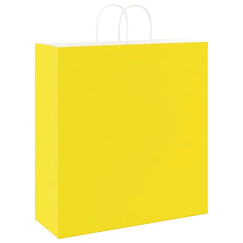 Popieriniai maišeliai 250vnt. su rankenomis geltonos 45x17x48cm