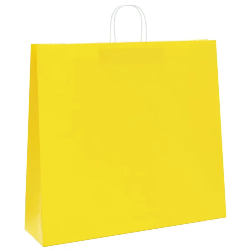 Popieriniai maišeliai 250vnt. su rankenomis geltonos 54x15x49cm