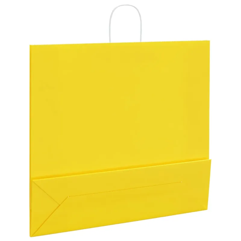Popieriniai maišeliai 250vnt. su rankenomis geltonos 54x15x49cm