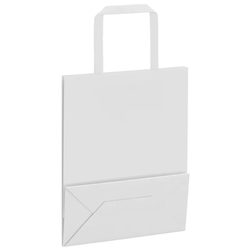 Popieriniai maišeliai 250vnt., su rankenomis, baltas, 18x8x22cm