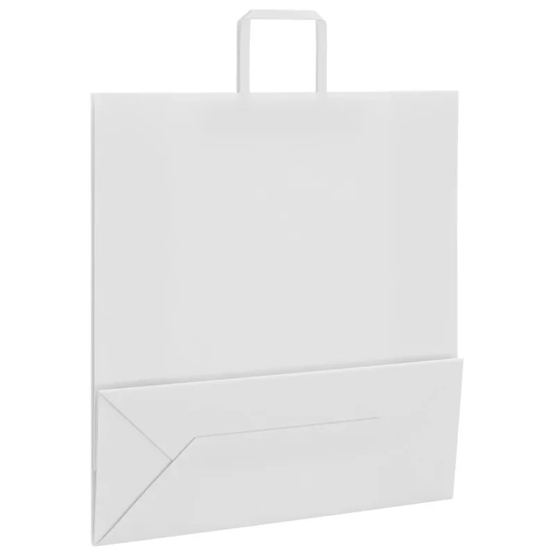 Popieriniai maišeliai 250vnt. su rankenomis, baltas, 45x17x48cm