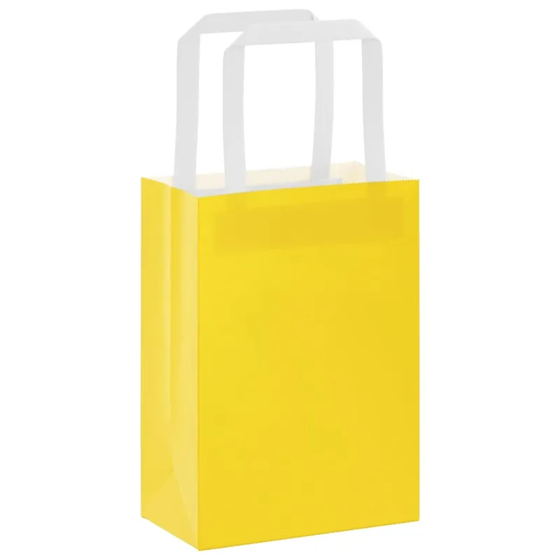 Popieriniai maišeliai 250vnt. su rankenomis geltonos 15x8x21 cm