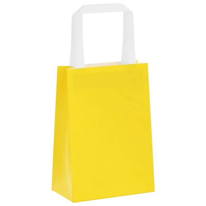 Popieriniai maišeliai 250vnt. su rankenomis geltonos 15x8x21 cm