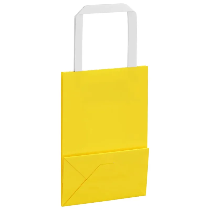 Popieriniai maišeliai 250vnt. su rankenomis geltonos 15x8x21 cm