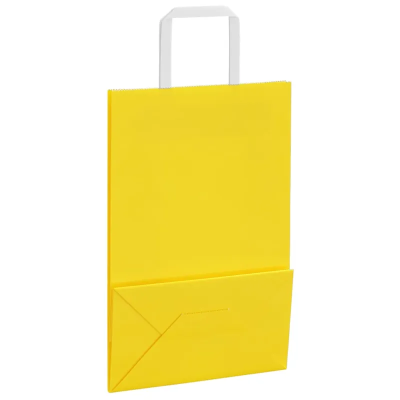 Popieriniai maišeliai 250vnt. su rankenomis geltonos 21x11x31cm