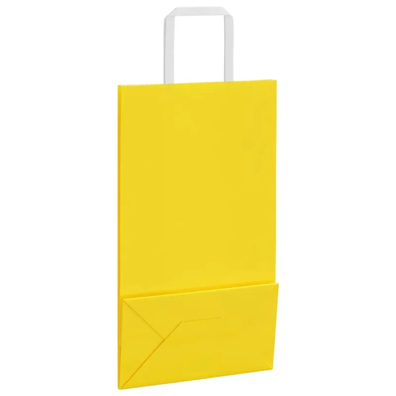 Popieriniai maišeliai 250vnt. su rankenomis geltonos 21x11x36cm