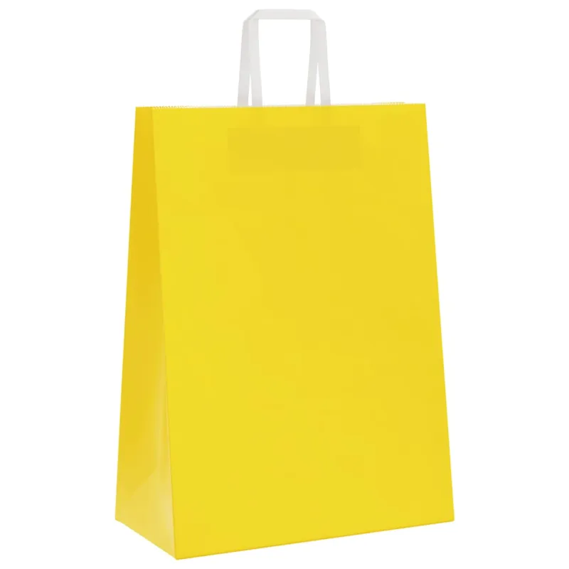 Popieriniai maišeliai 250vnt. su rankenomis geltonos 32x17x44cm