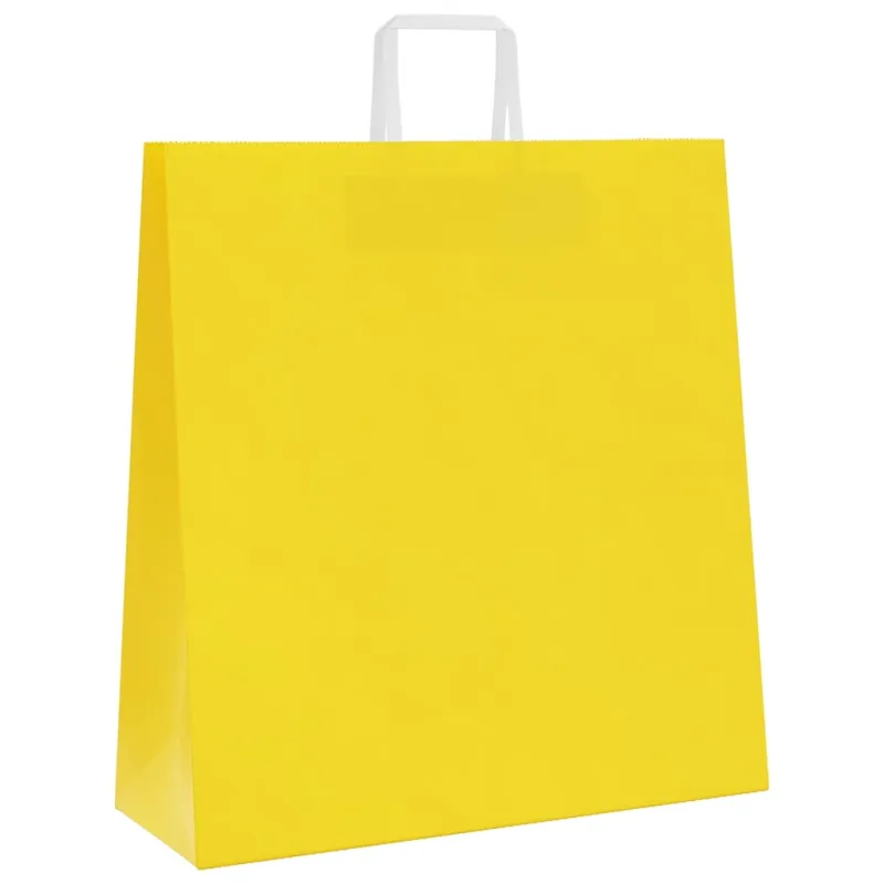 Popieriniai maišeliai 250vnt. su rankenomis geltonos 45x17x48cm