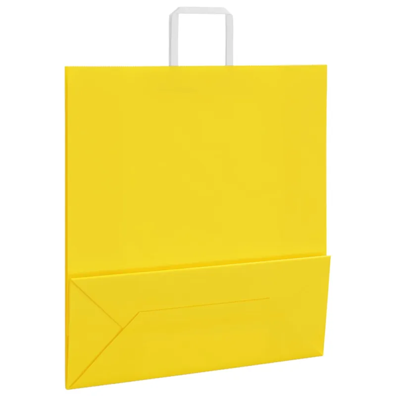 Popieriniai maišeliai 250vnt. su rankenomis geltonos 45x17x48cm