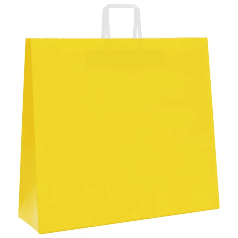 Popieriniai maišeliai 250vnt. su rankenomis geltonos 54x15x49cm