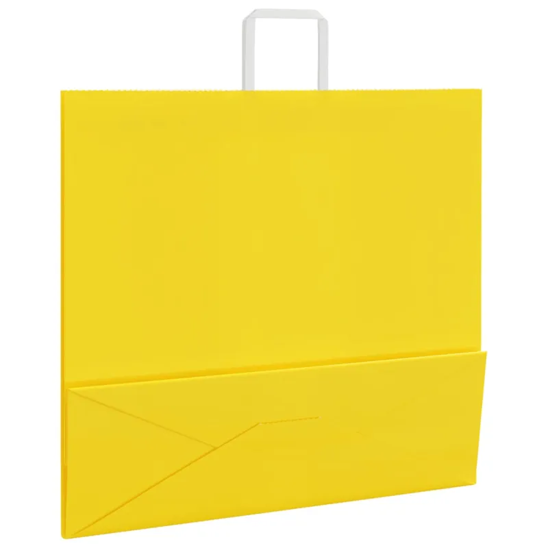 Popieriniai maišeliai 250vnt. su rankenomis geltonos 54x15x49cm
