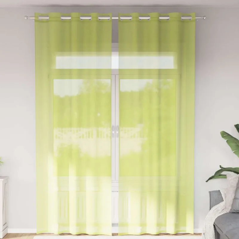 Voile užuolaidos su įvorėmis, 2vnt., obuolio žalios, 140x300cm