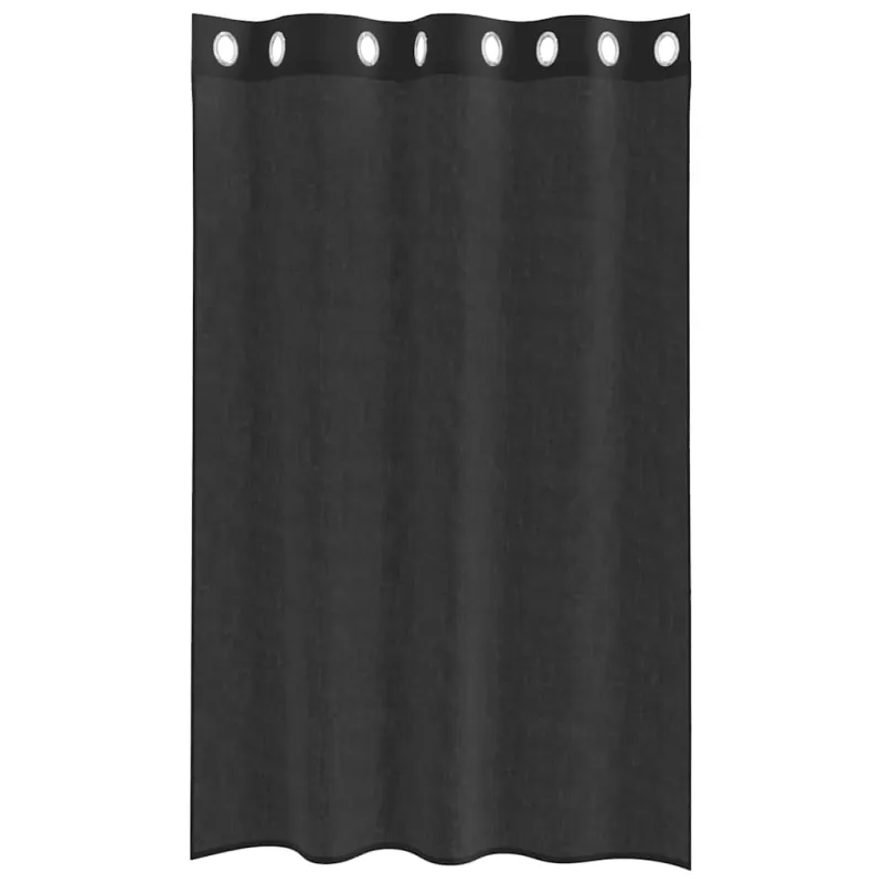 Voile užuolaidos su įvorėmis, 2vnt., juodos spalvos, 140x175cm