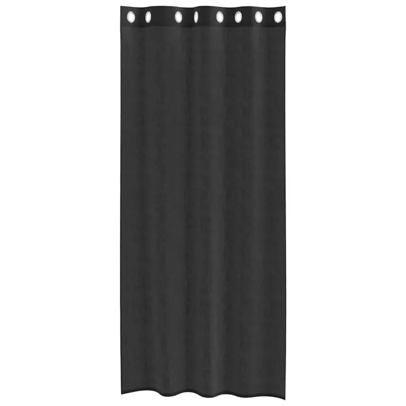 Voile užuolaidos su įvorėmis, 2vnt., juodos spalvos, 140x245cm