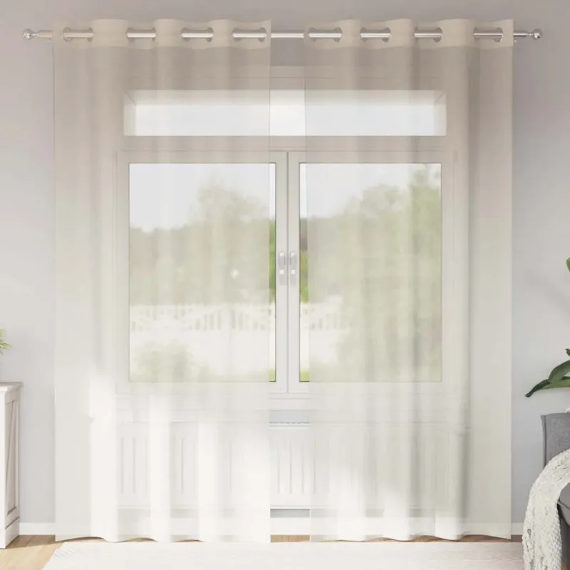 Voile užuolaidos su įvorėmis, 2vnt., kreminės, 140x245cm