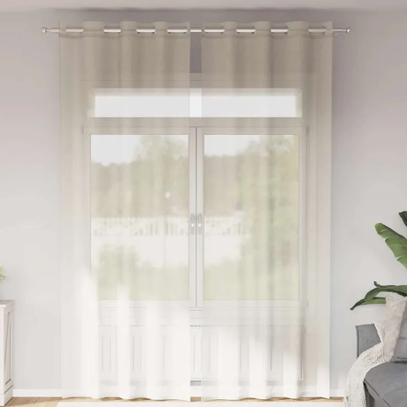 Voile užuolaidos su įvorėmis, 2vnt., kreminės, 140x260cm