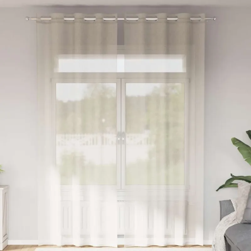 Voile užuolaidos su įvorėmis, 2vnt., kreminės, 140x300cm