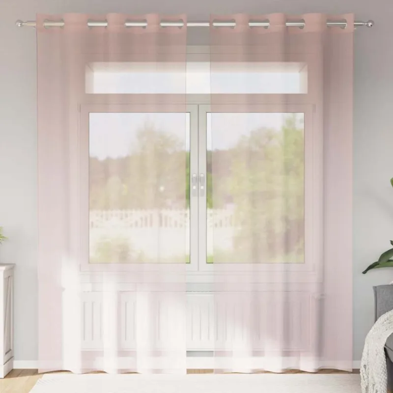 Voile užuolaidos su įvorėmis, 2vnt., šviesiai rožinė, 140x225cm
