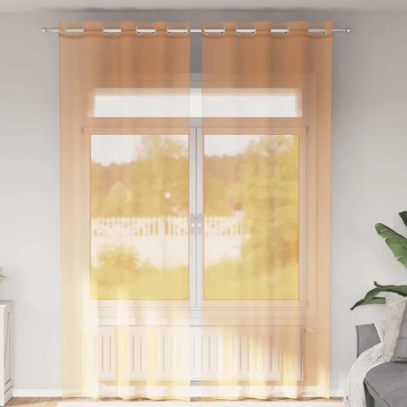 Voile užuolaidos su įvorėmis, 2vnt., oranžinis, 140x260cm